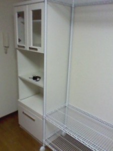 食器棚処分　東京都　葛飾区　小菅　食器棚回収　家具回収　家具処分　粗大ごみ回収　粗大ごみ処分　スチールラック　エレクター