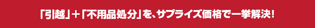 「引越」+「不用品処分」を、サプライズ価格で一挙解決！